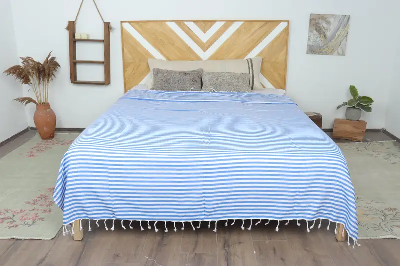 Turkish Cotton Throw Blanket, Wedding Favors, Bridal Shower Gift, Tablecloth, 104x76 Cotton Striped Towel, Turkish Throw Blanket, Employee Gifts - 2