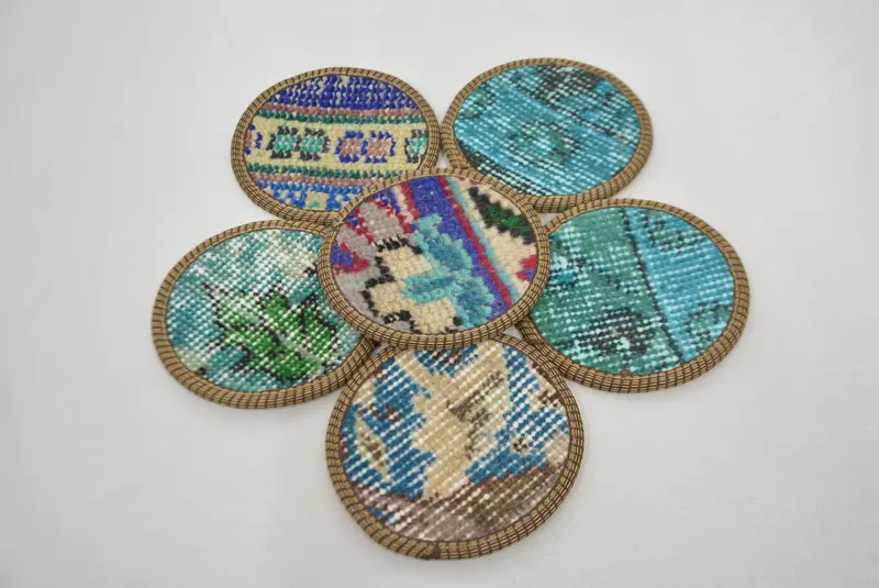 Montaña rusa Kilim azul y beige, montaña rusa única de decoración del hogar Boho