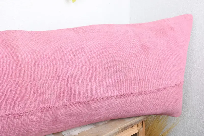 Decorative Throw Pillow Cover, Interior Designer Pillow, Throw Kilim Pillow, Pillow Case, Pillow for Sofa, Oriental Cushion, 16x48 Pink Pillow Sham - 4