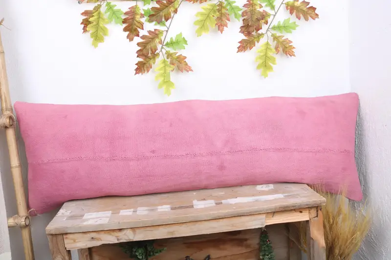 Decorative Throw Pillow Cover, Interior Designer Pillow, Throw Kilim Pillow, Pillow Case, Pillow for Sofa, Oriental Cushion, 16x48 Pink Pillow Sham - 1