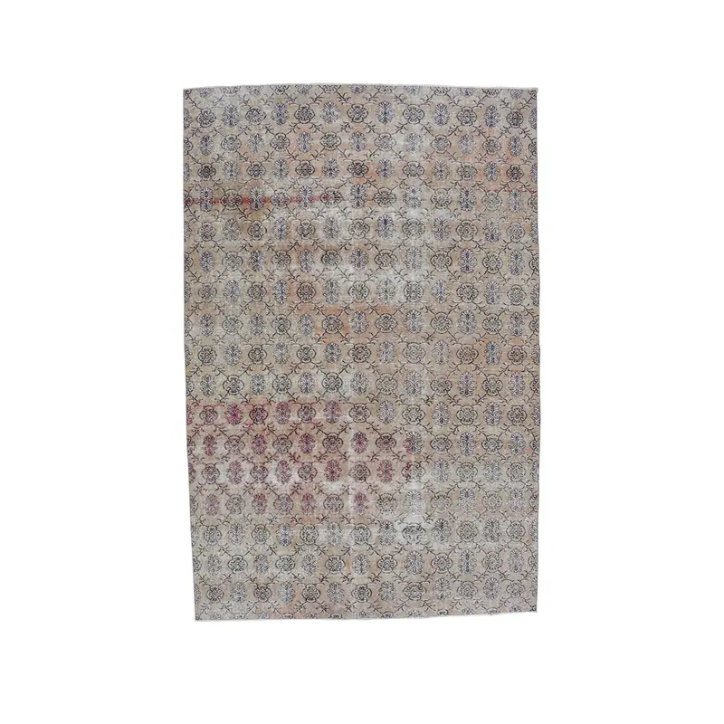 Turkish Vintage Rug 6.9x10.6 ft (211x324 cm), Oushak Gray Wool Rug - 1
