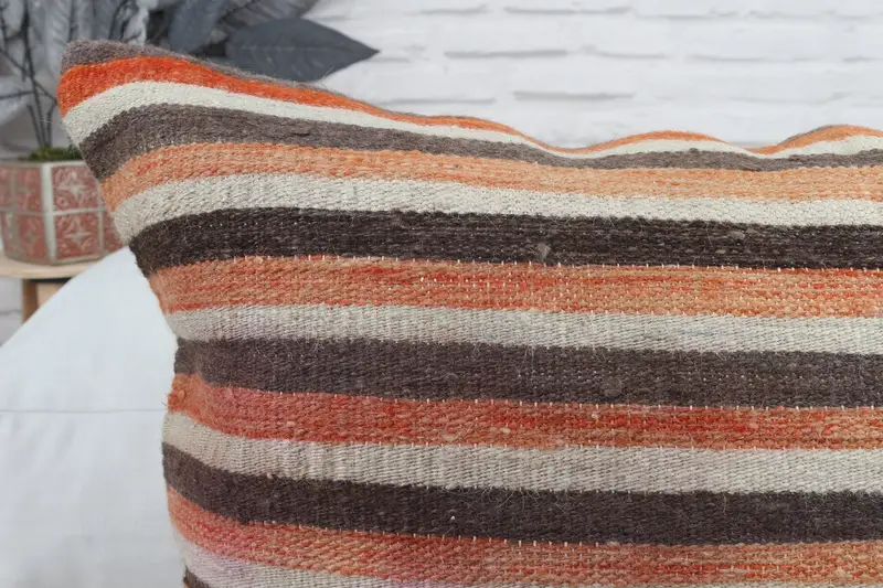 Interior Designer Pillow, 20x28 Orange Pillow Sham, Handmade Kilim Cushion, Christmas Pillow, Throw Kilim Pillow, Nomadic Pillow Cover, Pillow Sham - 5