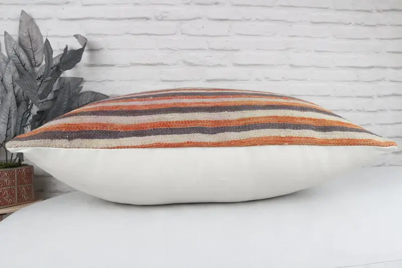 Interior Designer Pillow, 20x28 Orange Pillow Sham, Handmade Kilim Cushion, Christmas Pillow, Throw Kilim Pillow, Nomadic Pillow Cover, Pillow Sham - 6