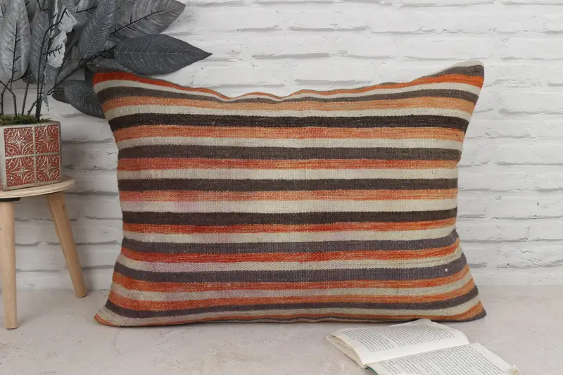 Interior Designer Pillow, 20x28 Orange Pillow Sham, Handmade Kilim Cushion, Christmas Pillow, Throw Kilim Pillow, Nomadic Pillow Cover, Pillow Sham - 1