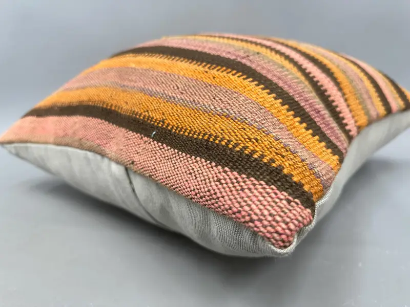 Pillow, Pattern Throw Cushion, Vintage Kilim Throw Pillow, Kilim Pillow, Vintage Kilim Pillow, 20x20 Pink Pillow Cover, Neutral Pillow - 6