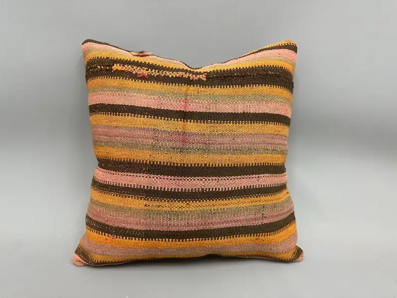 Pillow, Pattern Throw Cushion, Vintage Kilim Throw Pillow, Kilim Pillow, Vintage Kilim Pillow, 20x20 Pink Pillow Cover, Neutral Pillow - 4