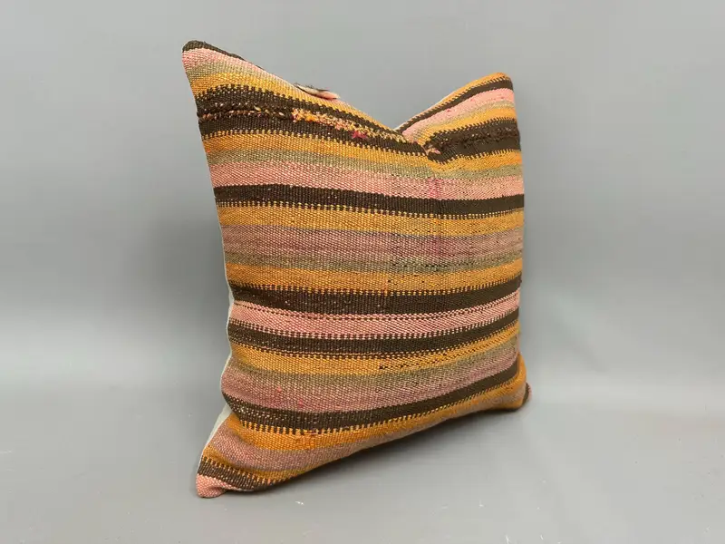Pillow, Pattern Throw Cushion, Vintage Kilim Throw Pillow, Kilim Pillow, Vintage Kilim Pillow, 20x20 Pink Pillow Cover, Neutral Pillow - 2
