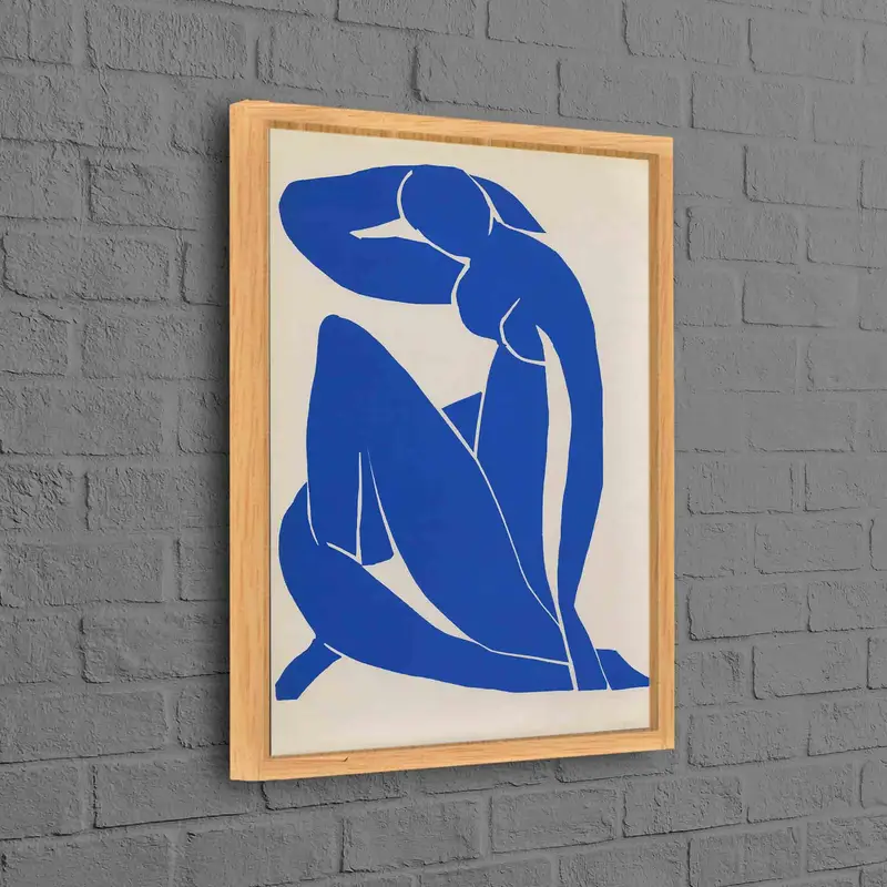 Modern Soyut Kadın Silueti Kanvas Tablo Baskı - Mavi Çıplak