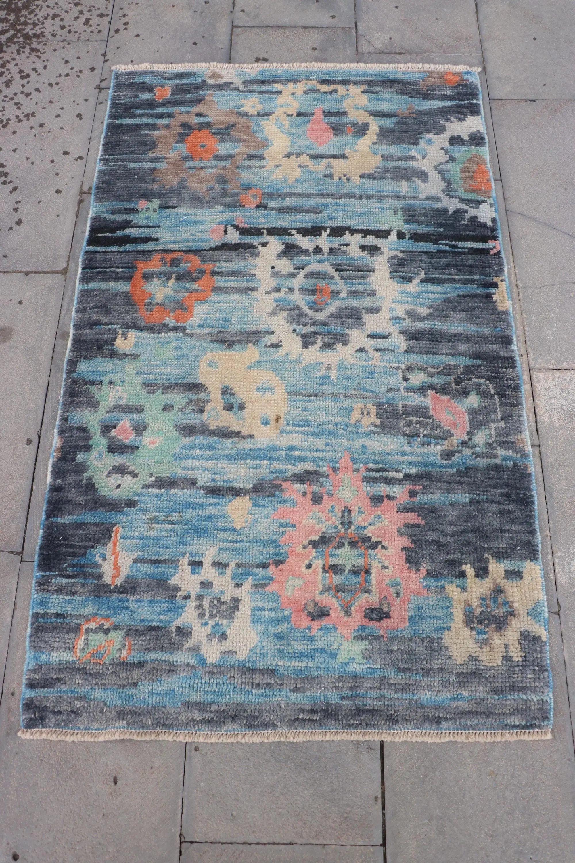 2.8x4.8 ft Vintage Halı, Mavi Türk Yün Halısı - 1