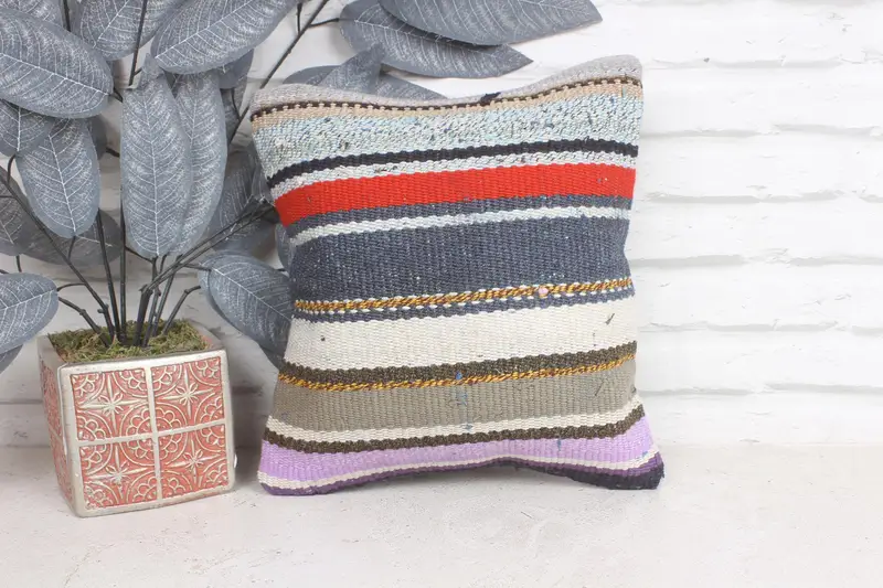 Rustic Pillow Sham, Designer Throw Cushion Cover, 12x12 Blue Cushion Case, Vintage Pillow, Pillow for Couch, Pillow for Sofa, Cushion - 1