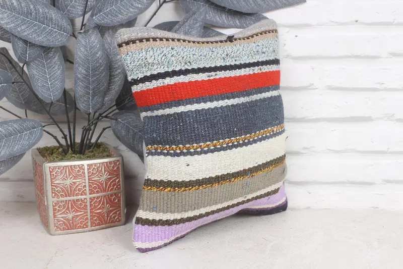 Rustic Pillow Sham, Designer Throw Cushion Cover, 12x12 Blue Cushion Case, Vintage Pillow, Pillow for Couch, Pillow for Sofa, Cushion - 4