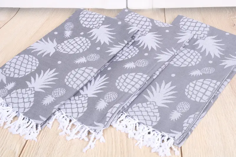 Turkish hand towel, Personalized Gift For Him, Quick-dry towel, Luxury towel, 70x36 Cotton Pineapple Design Towel, Turkish beach towel with fringe - 7