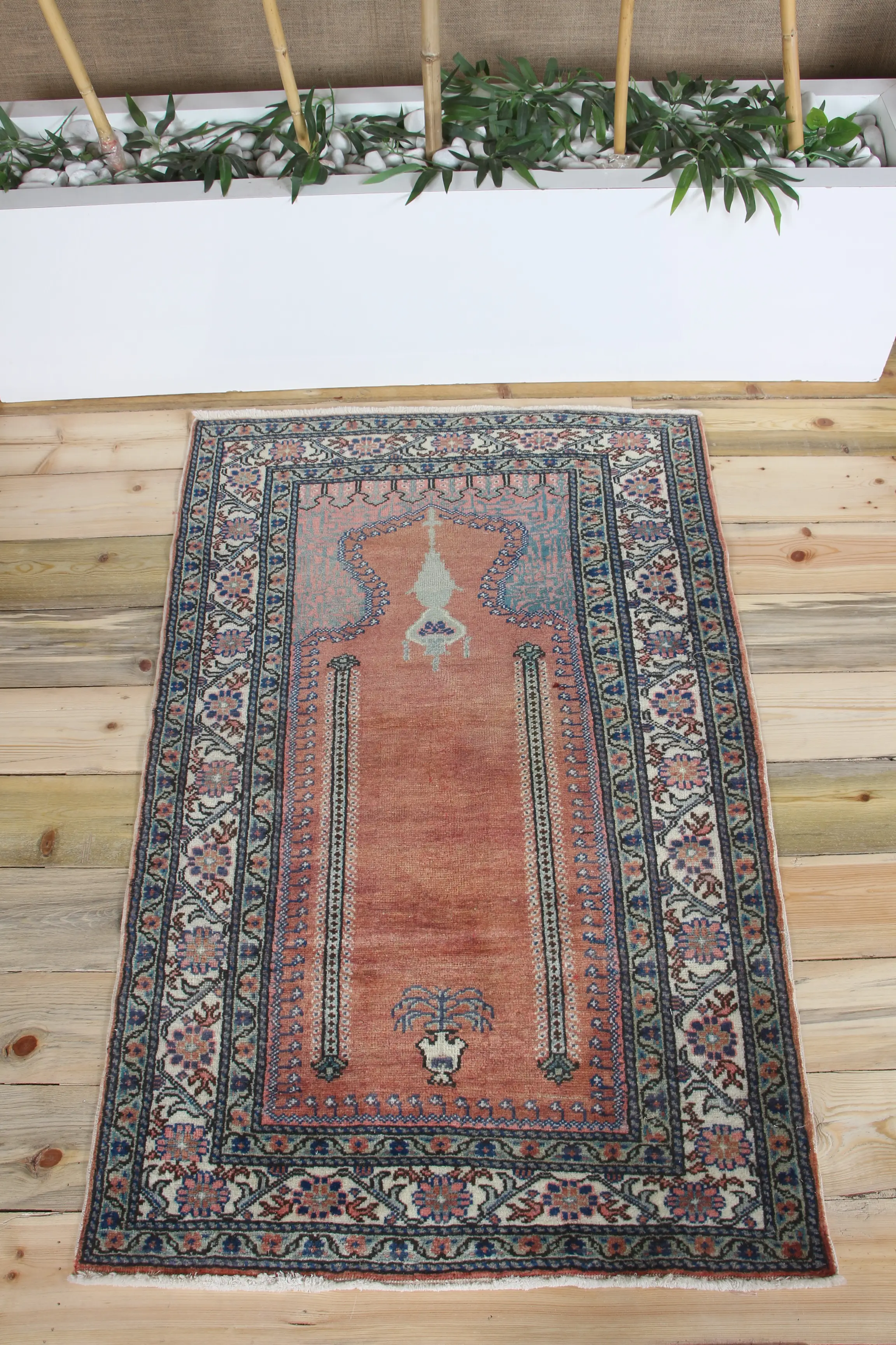 2.8x4.4 ft Vintage Rug, Turkish Small Rug, Orange Floral Rug - 1