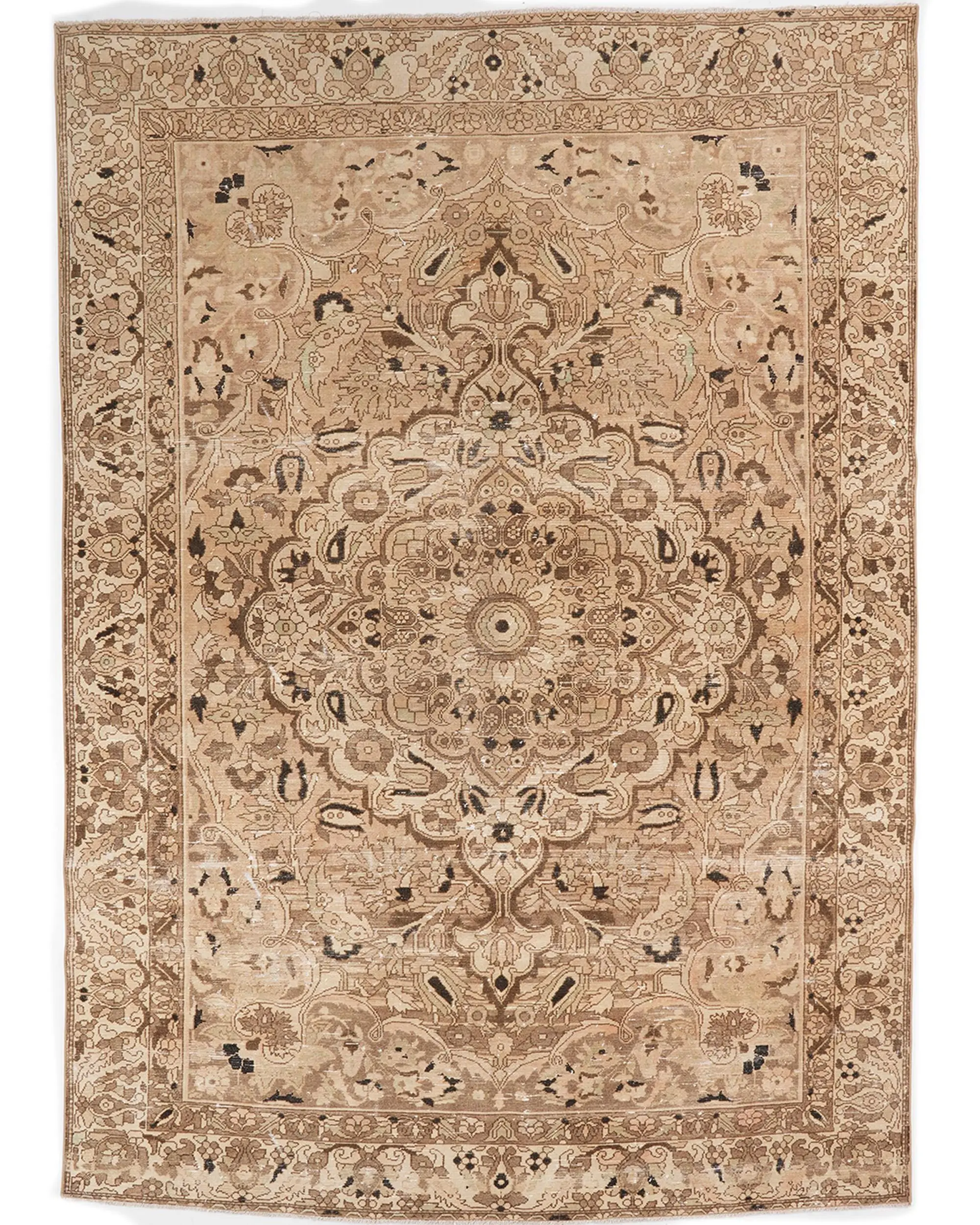 Türk Vintage Halısı, Büyük 6.7x9.3 ft (204x282 cm) Halı, Kahverengi Puantiyeli Yün Halı - 1
