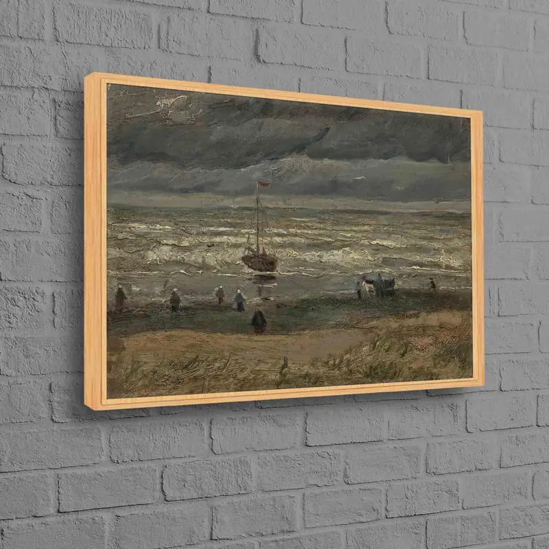 Lienzo con vistas al mar de Van Gogh: Impresión artística de paisaje de playa con clima tormentoso