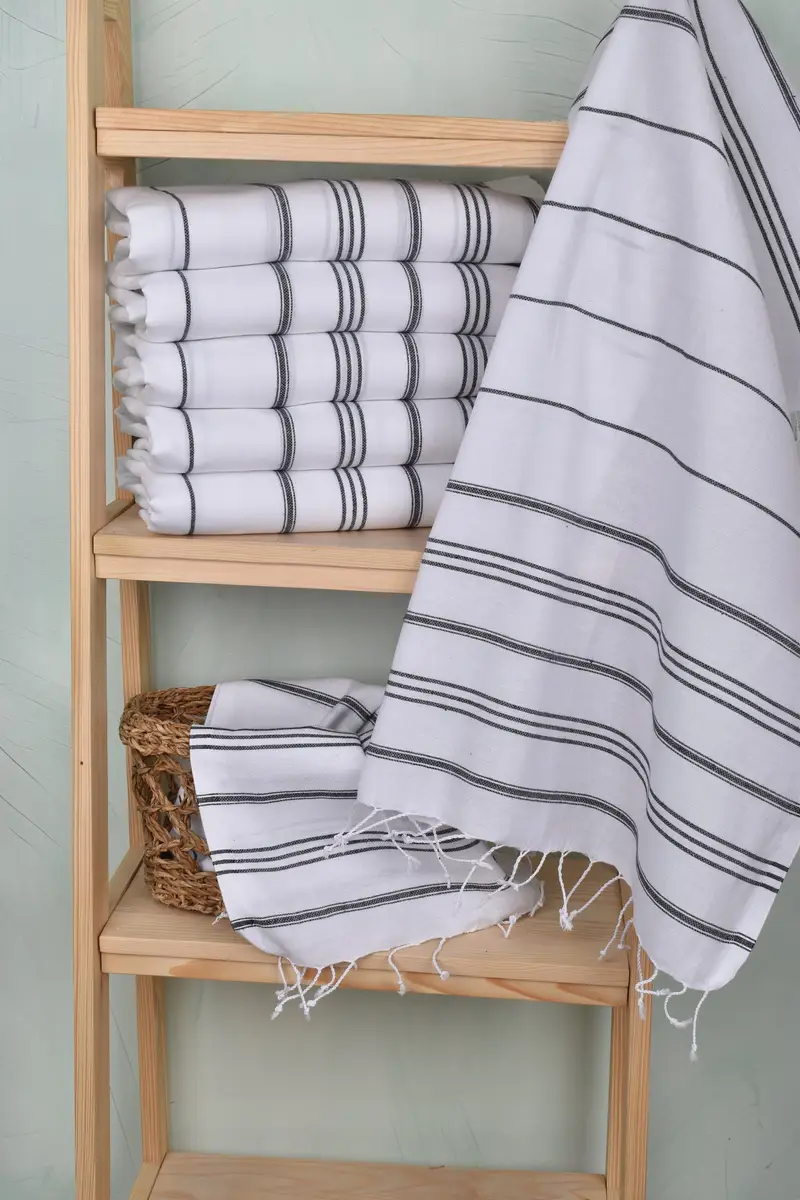 Embroidery Towel, Personalized Hand Towel, Bridesmaid Gifts, Boyfriend Christmas Gift, 40x24 Cotton Striped Towel, Personalized Kitchen Towel - 3