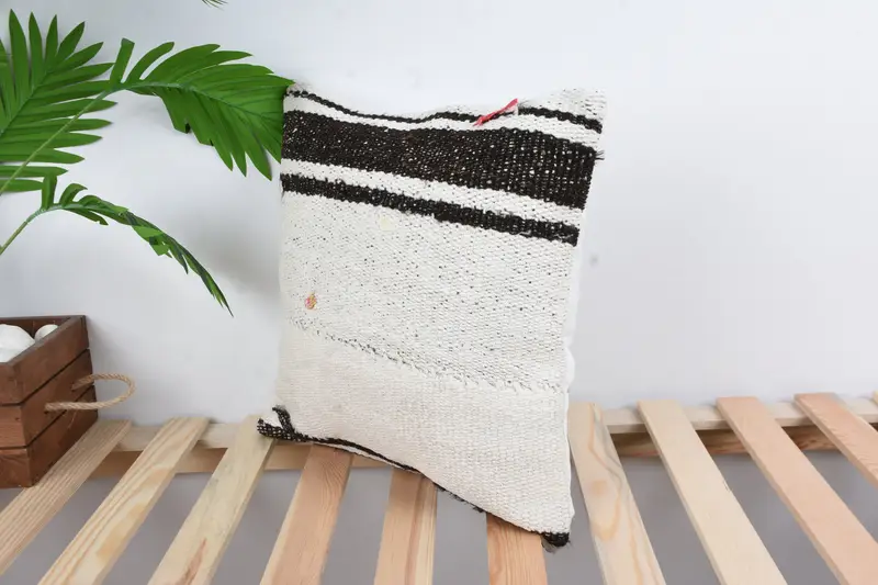 Kilim Cushion Sham, Cushion, Yoga Pillow Sham, Muted Cushion, Antique Pillows, Cozy Throw Pillow, 16x16 White Cushion Case, Home Decor Pillow - 5