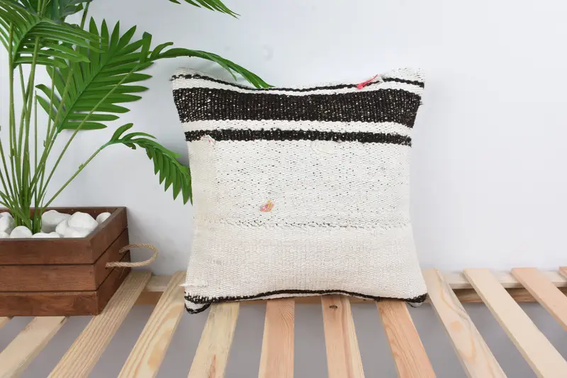 Kilim Cushion Sham, Cushion, Yoga Pillow Sham, Muted Cushion, Antique Pillows, Cozy Throw Pillow, 16x16 White Cushion Case, Home Decor Pillow - 1