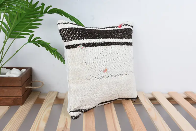 Kilim Cushion Sham, Cushion, Yoga Pillow Sham, Muted Cushion, Antique Pillows, Cozy Throw Pillow, 16x16 White Cushion Case, Home Decor Pillow - 4
