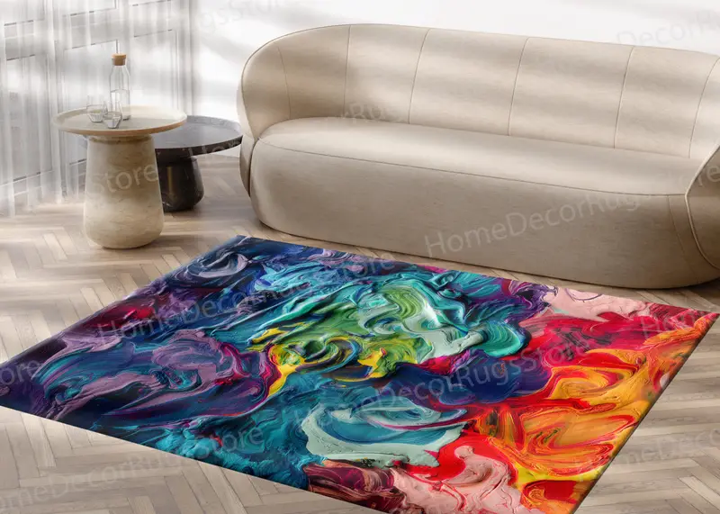 Zeitgenössischer bedruckter Teppich: farbenfrohes, elegantes, modernes Design