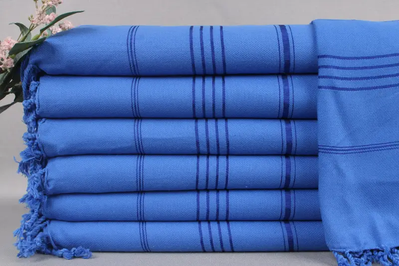 Monogrammed Beach Towel Turkish Cotton Blue Stripes, 40x71 Inches
