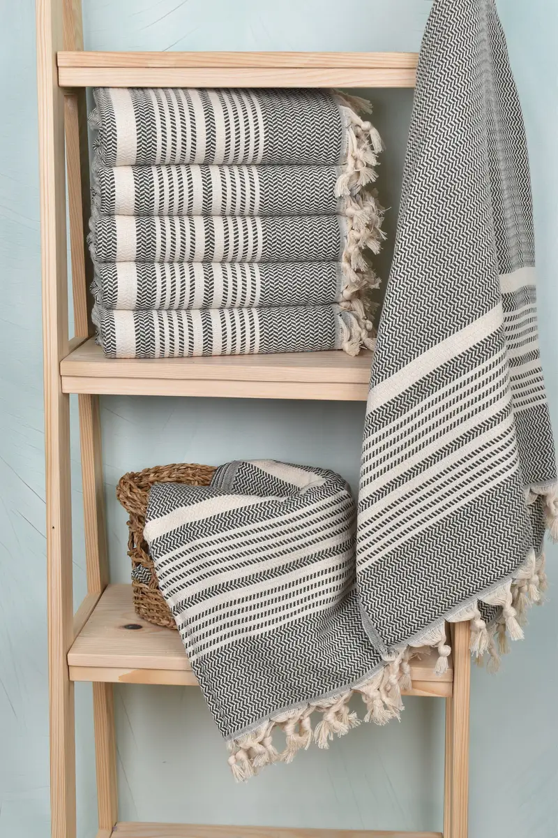 Peshtemal Towel, Sand-resistant towel, Fringed Turkish peshtemal beach towel USA, Personalised Gift, Beach towel, 70x40 Cotton Striped Towel - 3