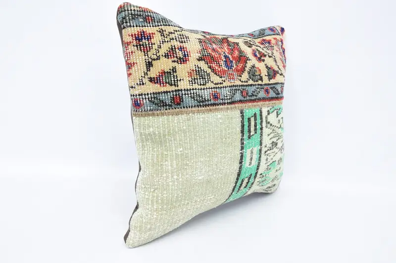 Toss Pillow, Vintage Kilim Pillow, Turkish Kilim Pillow, Customized Cushion Case, 16x16 Blue Pillow, Pillow for Couch, Cushion Cover - 3