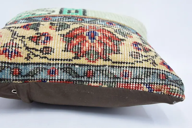 Toss Pillow, Vintage Kilim Pillow, Turkish Kilim Pillow, Customized Cushion Case, 16x16 Blue Pillow, Pillow for Couch, Cushion Cover - 5