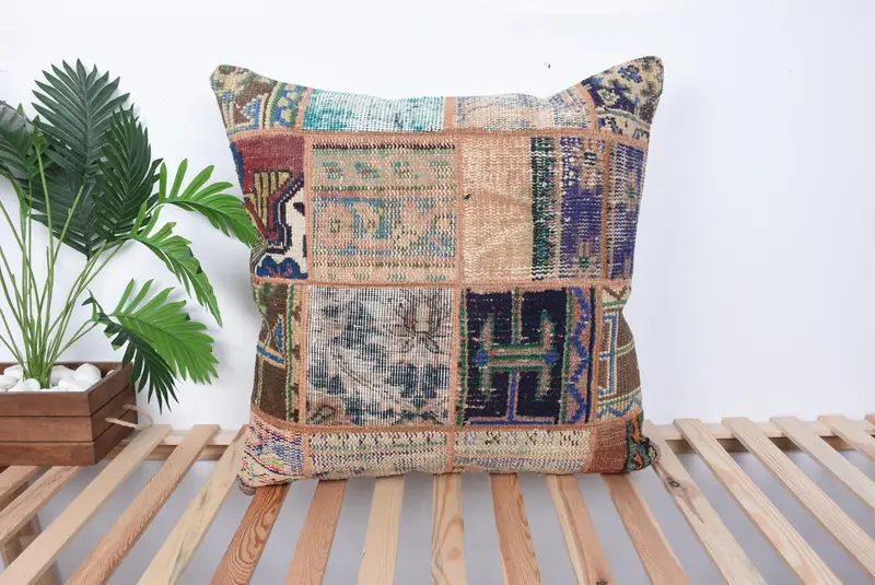 Kilim Cushion Sham, Bolster Throw Pillow Cover, Car Cushion Case, Cushion Case, 28x28 Blue Pillow Sham, Interior Designer Pillow, Turkish Pillow - 1