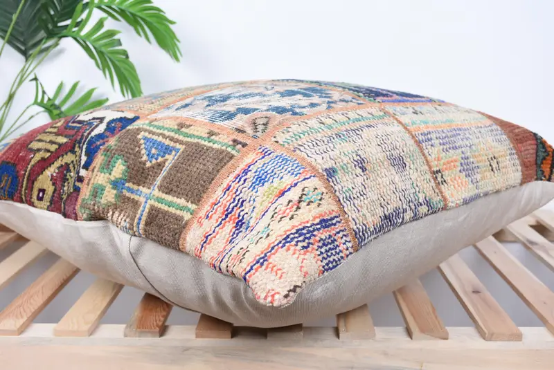 Kilim Cushion Sham, Bolster Throw Pillow Cover, Car Cushion Case, Cushion Case, 28x28 Blue Pillow Sham, Interior Designer Pillow, Turkish Pillow - 6