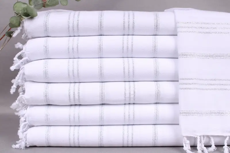 Gray Silvery Kitchen & Tea Towel with Beige Secondary, 24x36 Inches