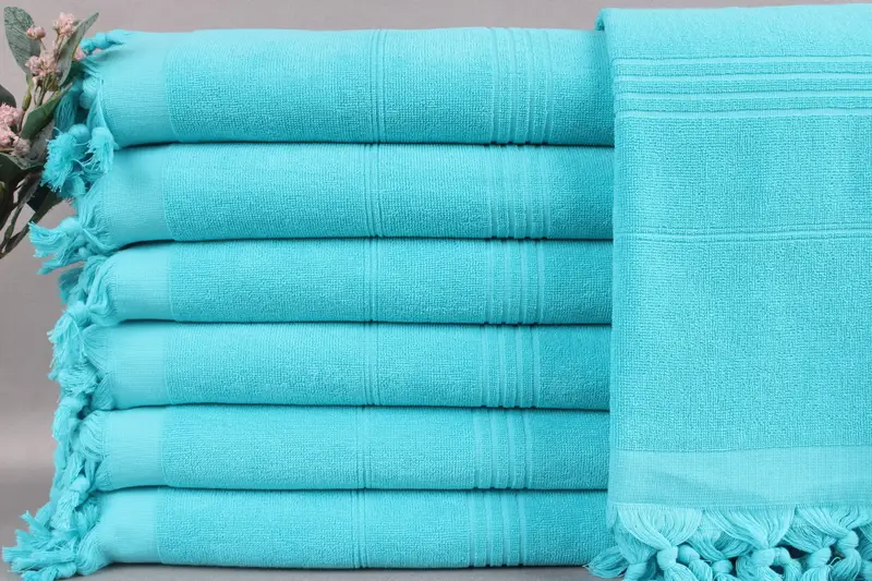 Beach Towel Turkish Cotton Dark Mint Stripes, 36x71 Inches