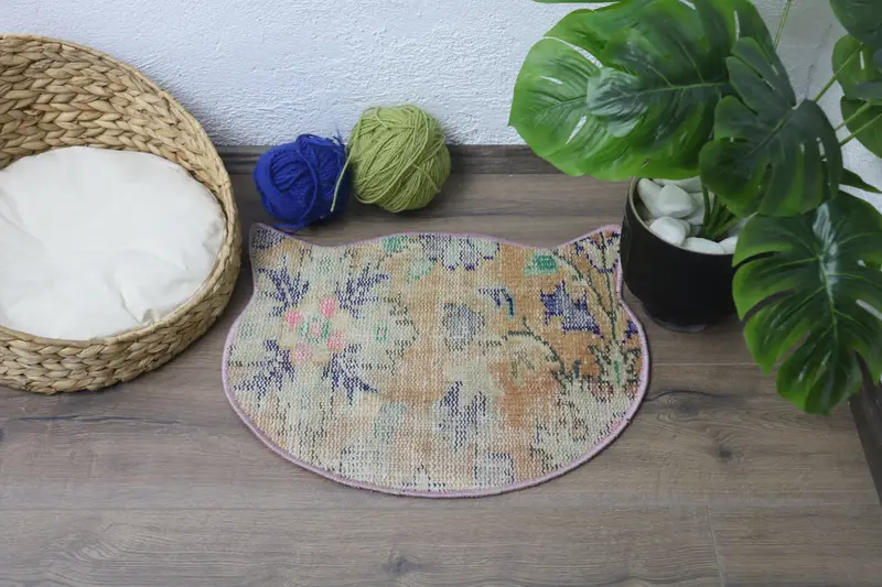 Mittelgroße Haustiermatte aus Baumwolle in Rot und Bronze mit Schaumstofffüllung, Haustierunterlagen