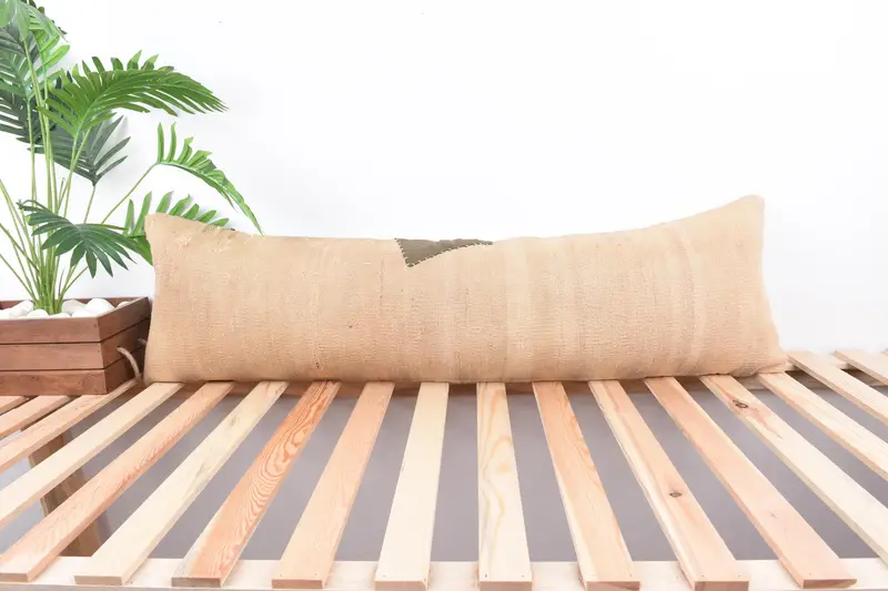 Interior Designer Pillow, Ethnical Kilim Rug Pillow, 12x43 Beige Cushion Case, Retro Throw Cushion Cover, Vintage Pillow, Pillow Case - 1