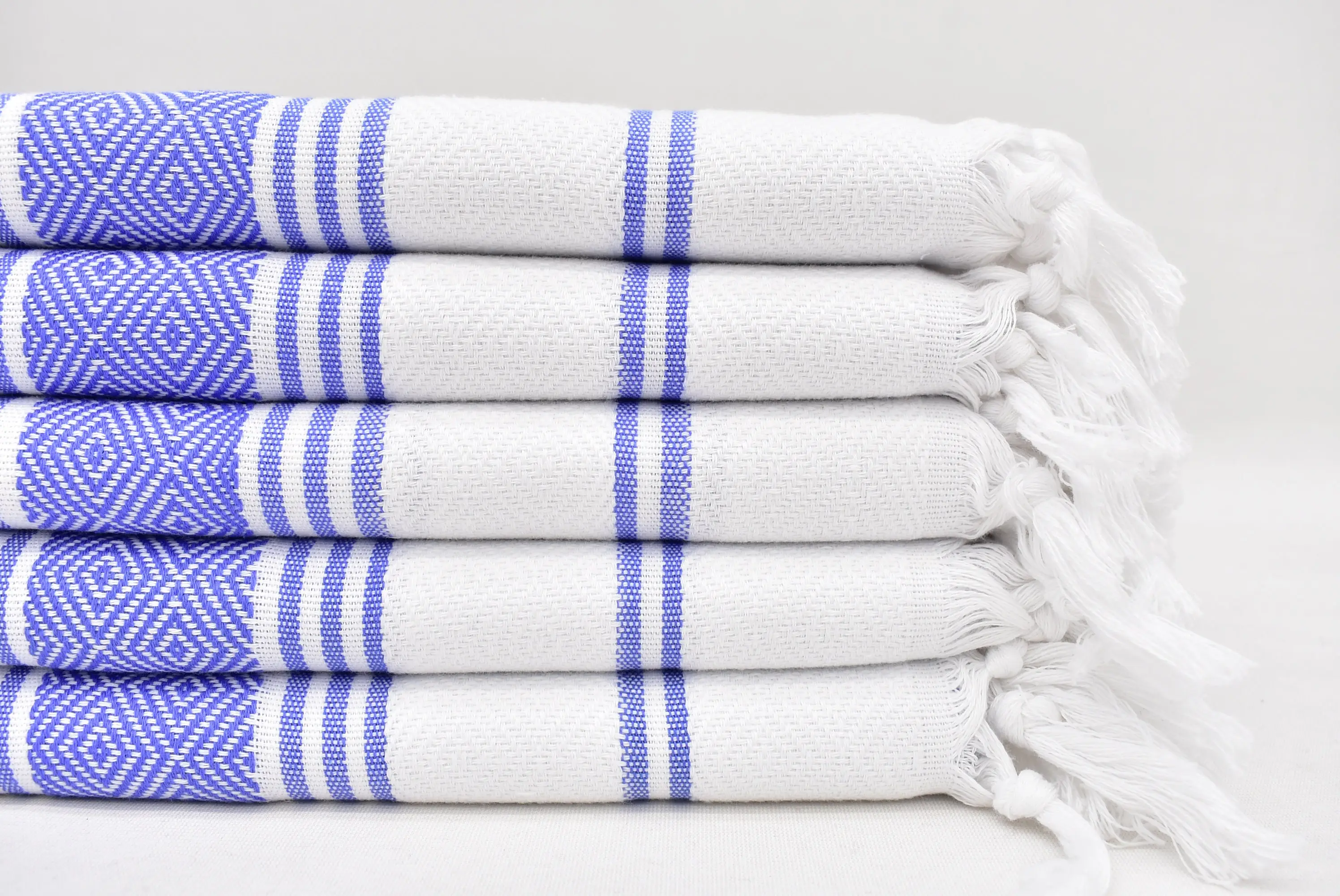 Custom Name Towel, Personalized Blue-White Diamond Dish Towel, 40x18 Inches - 1