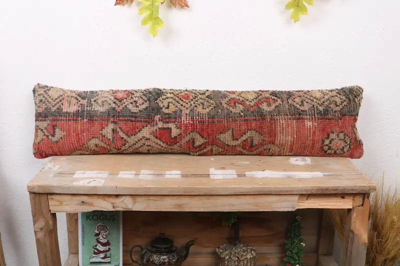 Rotes südwestlich besticktes Kissen, handgemachtes Vintage-Wurfkissen