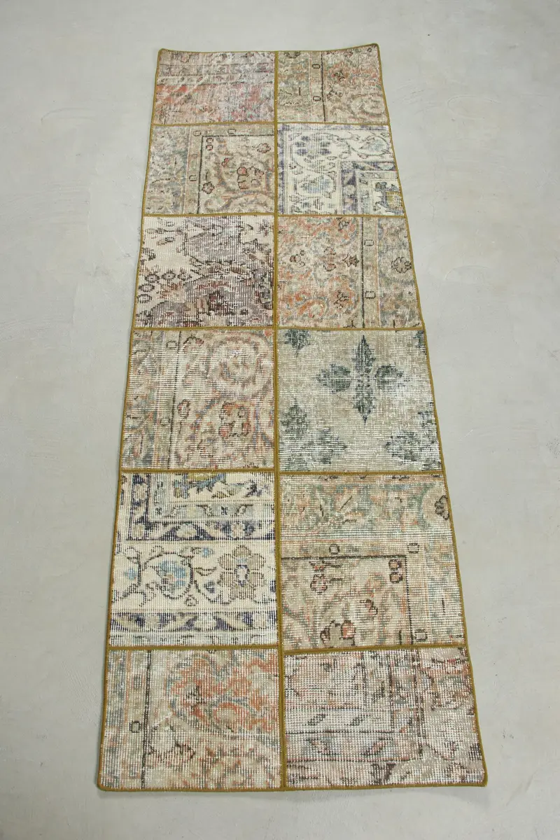 Orange and Blue Southwestern Rug, 2,1x6,3 ft Vibrant Decor