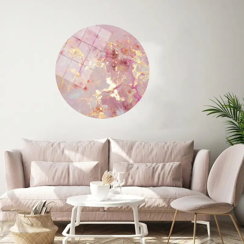 エレガントなピンクの大理石ゴールドのきらめく現代的なキャンバス プリント