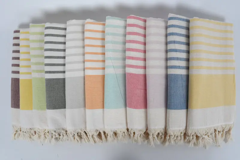 Lightweight Turkish towel, 64x36 Cotton Striped Terry Towel, Birthday Gift, Best Beach Towel, Thin towel, Holiday Towel, Bachelorette Towel - 3