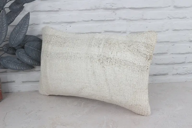 Handmade Kilim Cushion, One Of A Kind Cushion Cover, Cushion, 12x20 White Cushion Cover, Kilim Pillow Cover, Yoga Pillow Cover, Gift Pillow - 4