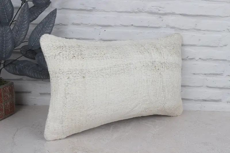 Handmade Kilim Cushion, One Of A Kind Cushion Cover, Cushion, 12x20 White Cushion Cover, Kilim Pillow Cover, Yoga Pillow Cover, Gift Pillow - 3
