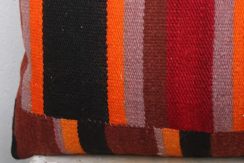 Throw Kilim Pillow, Cushion Cover, Boho Pillow, 16x36 Red Pillow Cover, Muted Cushion Cover, Colorful Pillow Case, Antique Pillows, Bench Cushion - 3
