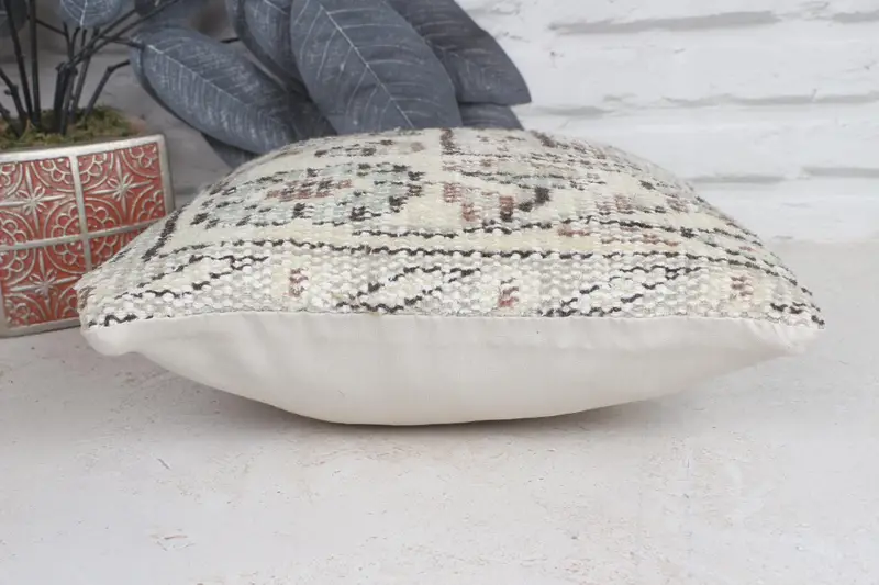 Vintage Kilim Throw Pillow, Vintage Kilim Pillow, Chair Pillow Sham, 12x12 Beige Cushion Cover, Turkish Pillow, Pillow Cover, Tapestry Pillow Case - 5