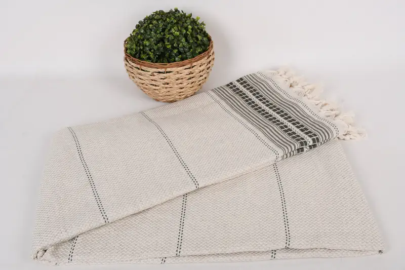 Decorative Blanket, Bachelorette Large Towel, Gift For Boyfriend, Bachelorette Party Favors, 96x94 Linen Striped Towel, Monogram Blanket - 5