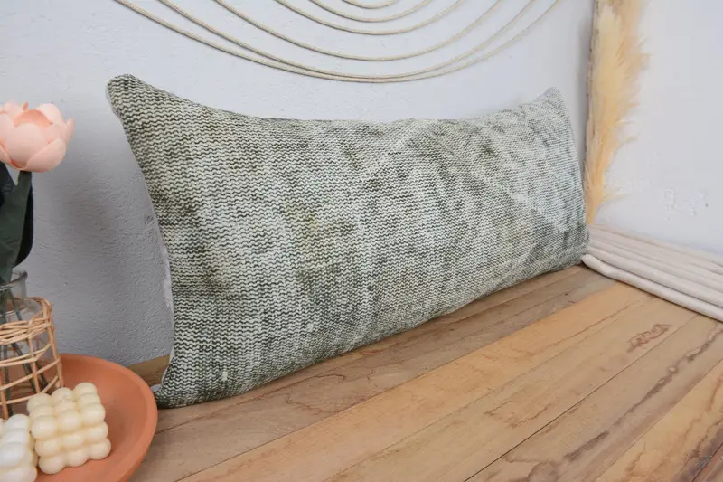 Sofa Bolster Cushion Case, Kilim Pillow, 16x36 Brown Cushion Case, Gift Pillow, Cushion Case, Vintage Pillow, Shabby Chic Cushion Case - 1