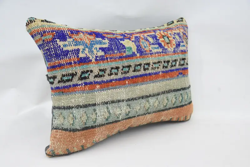 Kilim Pillow Cover, Pillow, Pastel Cushion, Vintage Pillow, Turkish Pillow, 16x24 Blue Pillow Cover, Customized Cushion Case - 2