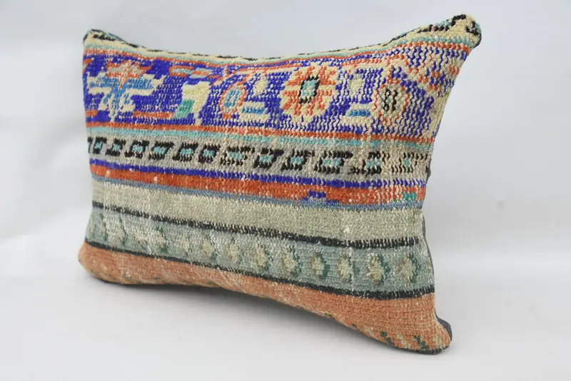 Kilim Pillow Cover, Pillow, Pastel Cushion, Vintage Pillow, Turkish Pillow, 16x24 Blue Pillow Cover, Customized Cushion Case - 3