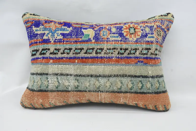 Kilim Pillow Cover, Pillow, Pastel Cushion, Vintage Pillow, Turkish Pillow, 16x24 Blue Pillow Cover, Customized Cushion Case - 1