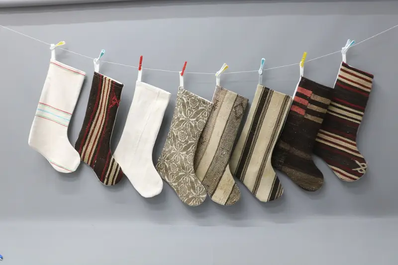 Patrón de adornos navideños, calcetín navideño de 22 pulgadas de ancho