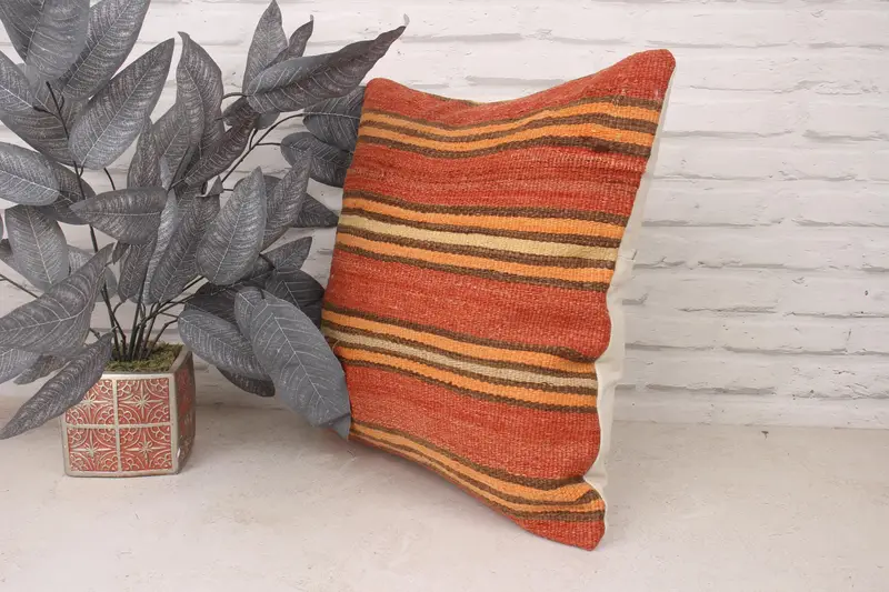 Handmade Kilim Cushion, Natural Cushion Case, Pillow Cover, Throw Kilim Pillow, Luxury Pillow Sham, 18x18 Beige Pillow, Turkish Pillow - 4